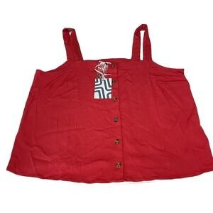 New Market & Spruce Tenley Sleeveless Button Down Tank Top Red Orange Size 1X